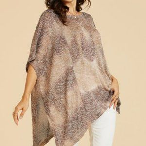 Suzanne Betro Weekend Brown & Tan Diagonal Stripe Cape-Sleeve Tunic Size: 2X